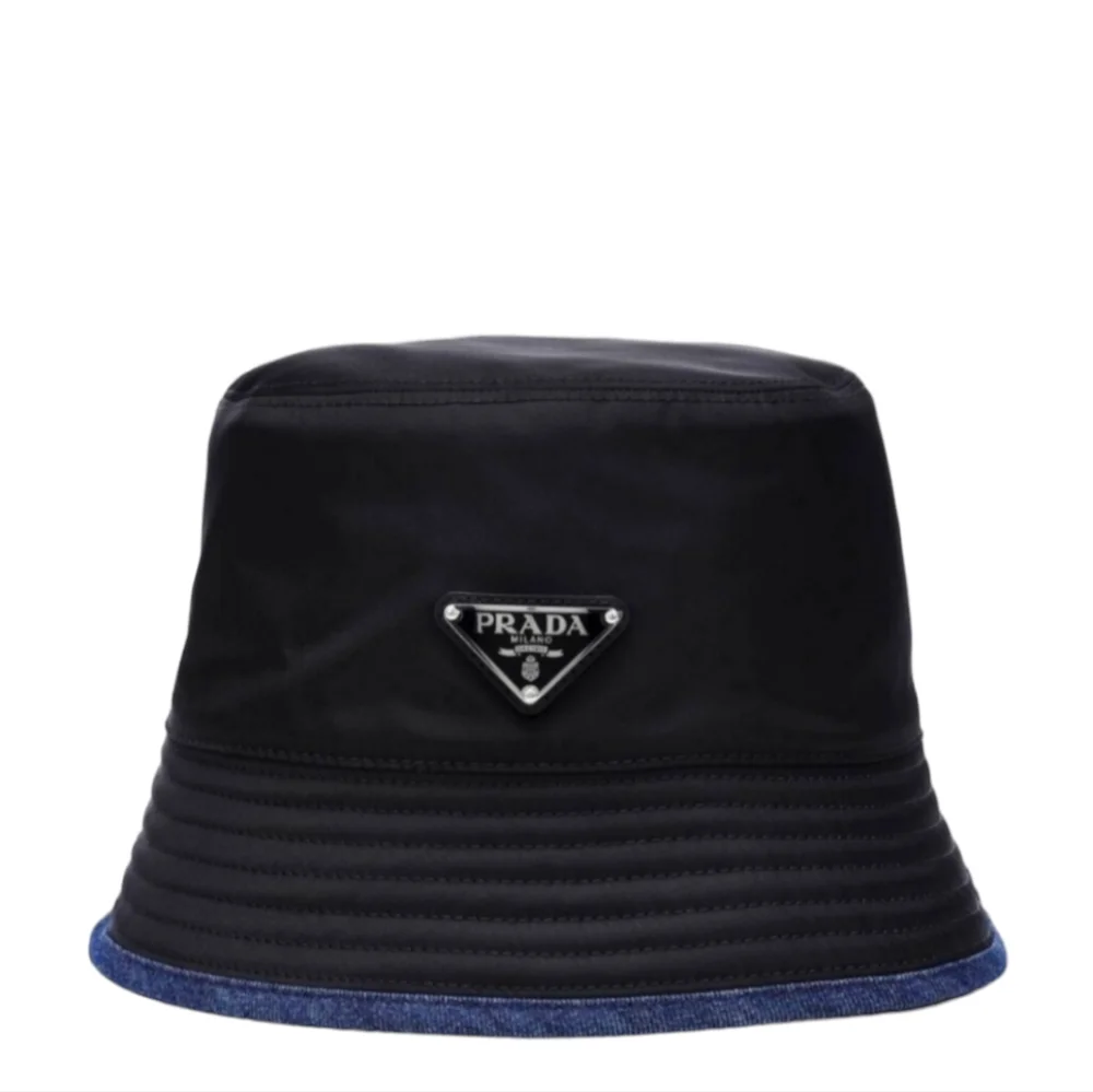 MSRP $795! Double-Sided Authentic Prada Re-Nylon & Denim Bucket Hat Size Medium - Picture 3 of 14